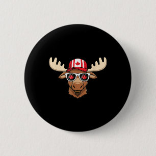 Badge Rond 5 Cm Jour du Canada Drapeau canadien Maple Leaf Moose S