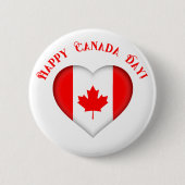 Badge Rond 5 Cm Jour du Canada pour le coeur canadien (Devant)