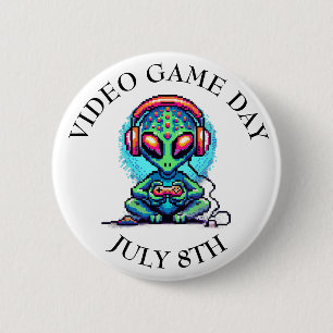 Badge Rond 5 Cm Jour du jeu vidéo   8 juillet