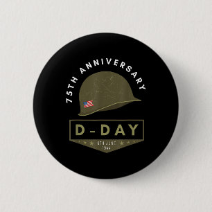 Badge Rond 5 Cm Jour J 75e anniversaire - Mémorial 2ème guerre mon