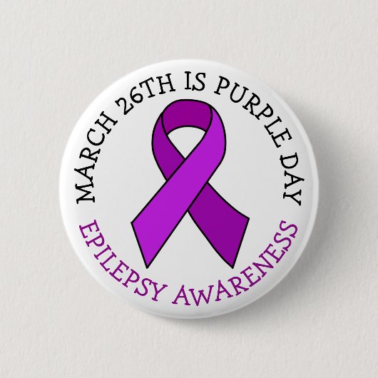 Badge Rond 5 Cm Jour pourpre | 26 mars | Sensibilisation à l'épile (Devant)