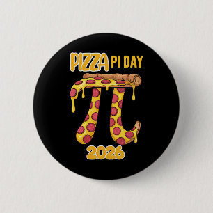 Badge Rond 5 Cm Journee de la Pizza Pi 2026 Math Retro Enseignant