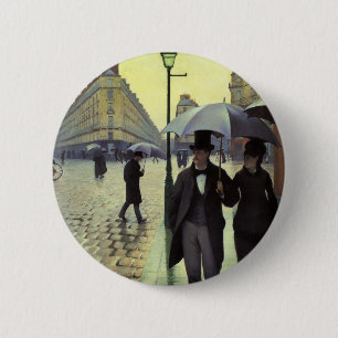 Badge Rond 5 Cm Journée de la Pluie de Paris par Gustave Caillebot