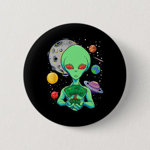 Badge Rond 5 Cm Journée de l'espace Célébration Alien cosmique Arb