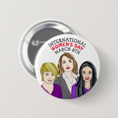 Badge Rond 5 Cm Journée internationale de la femme - 8 mars (Devant & derrière)