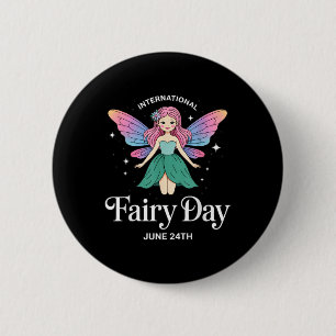 Badge Rond 5 Cm Journée internationale des fées 24 juin Fantaisie