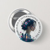 Badge Rond 5 Cm Journée internationale des femmes 8 mars JIF (Devant & derrière)