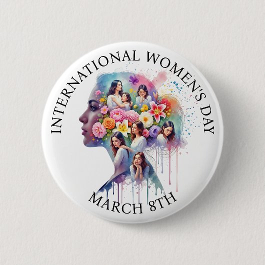 Badge Rond 5 Cm Journée internationale des femmes 8 mars JIF (Devant)