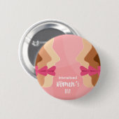 Badge Rond 5 Cm journée internationale des femmes rose (Devant & derrière)