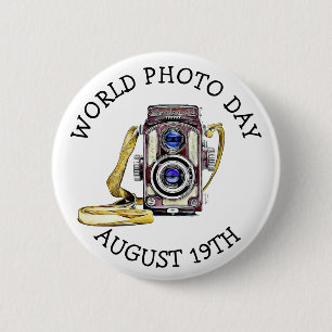 Badge Rond 5 Cm Journée mondiale de la photo 19 août bouton