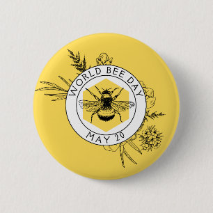 Badge Rond 5 Cm Journée mondiale de l'abeille
