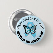 Badge Rond 5 Cm Journée mondiale de l'asthme (Devant & derrière)