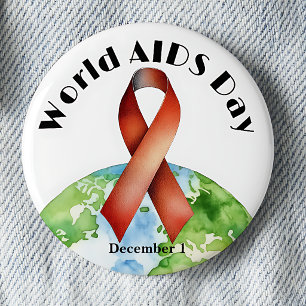 Badge Rond 5 Cm Journée mondiale de lutte contre le sida Ruban de