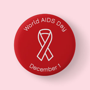 Badge Rond 5 Cm Journée mondiale de lutte contre le sida Ruban rou