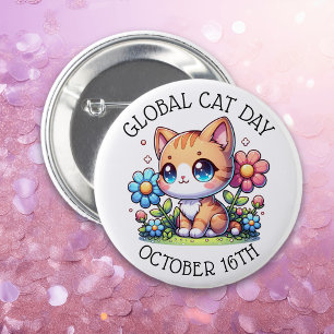 Badge Rond 5 Cm Journée mondiale des chats 16 octobre