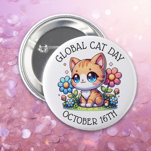 Badge Rond 5 Cm Journée mondiale des chats 16 octobre