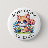 Badge Rond 5 Cm Journée mondiale des chats 16 octobre (Devant)