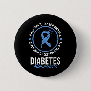 Badge Rond 5 Cm Journée mondiale du diabète Novembre Maladie Sensi