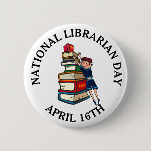 Badge Rond 5 Cm Journée nationale des bibliothécaires 16 avril bou