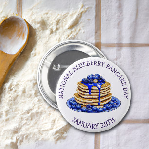 Badge Rond 5 Cm Journée nationale des crêpes aux bleuets 28 janvie
