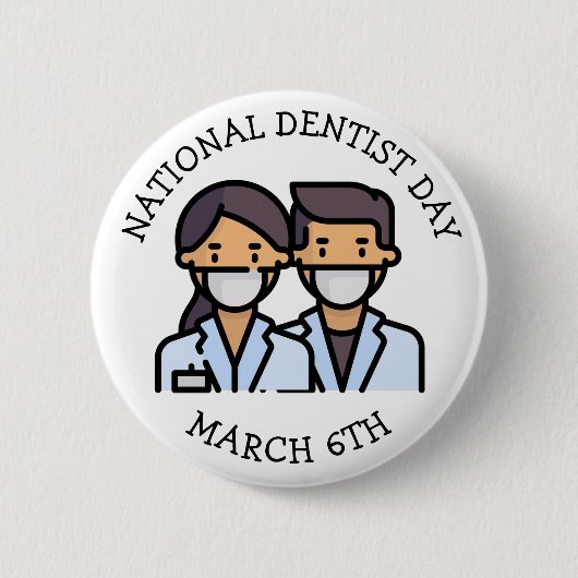 Badge Rond 5 Cm Journée nationale des dentistes | 6 mars (Devant)