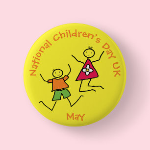 Badge Rond 5 Cm Journée nationale des enfants sautant de joie Roya
