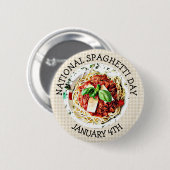 Badge Rond 5 Cm Journée nationale des spaghettis 4 janvier Bouton (Devant & derrière)
