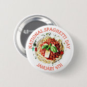 Badge Rond 5 Cm Journée nationale des spaghettis 4 janvier Bouton (Devant & derrière)