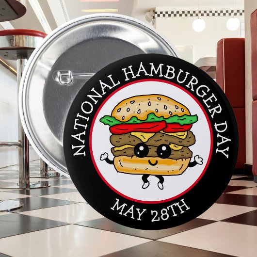 Badge Rond 5 Cm Journée nationale du hamburger 28 mai