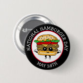 Badge Rond 5 Cm Journée nationale du hamburger 28 mai (Devant & derrière)
