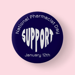 Badge Rond 5 Cm Journée nationale du pharmacien bleu marine