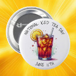 Badge Rond 5 Cm Journée nationale du thé sur glace 10 juin<br><div class="desc">Drôle vacances de boissons. Le 10 juin est la Journée nationale du thé glacé. Boutons mignons pour les amateurs de thé,  le personnel du restaurant ou à donner comme cadeaux d'appréciation du client.</div>
