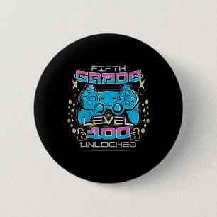 Badge Rond 5 Cm Jours De L'École 5E Niveau Déverrouillé Jeu Vidéo