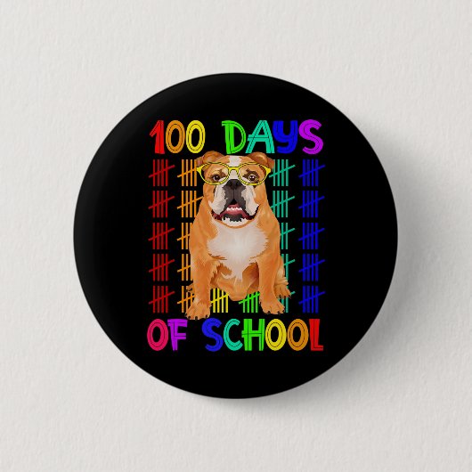 Badge Rond 5 Cm Jours D'École Français Bulldog Portant Des Gles Pl (Devant)