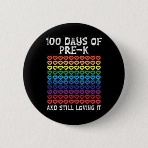 Badge Rond 5 Cm Jours Pré-k Aimer Il Coeurs 100ème Jour De L'École