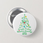 Badge Rond 5 Cm Joy Christmas Tree (Devant & derrière)