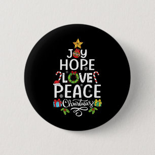 Badge Rond 5 Cm Joy Hope Love Paix Arbre de Noël Famille Noël Homm