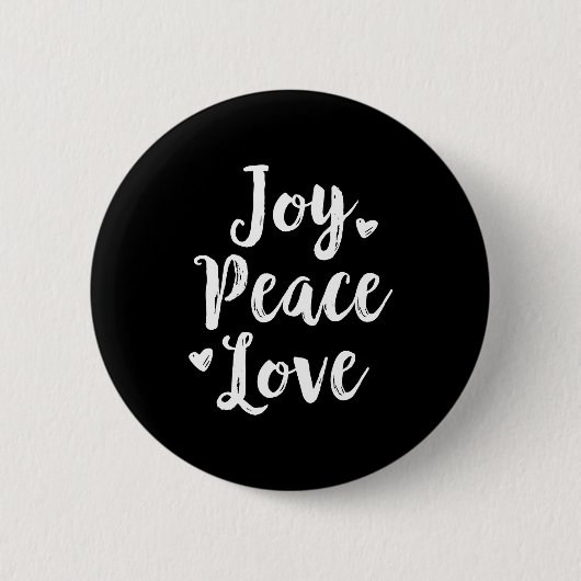 Badge Rond 5 Cm Joy Peace Love Red Brushed Script Womens Holiday  (Devant)