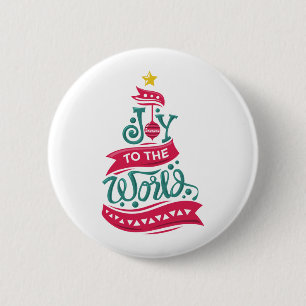 Badge Rond 5 Cm Joy to the World Christmas Citation Typographie