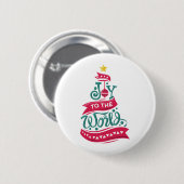 Badge Rond 5 Cm Joy to the World Christmas Citation Typographie (Devant & derrière)