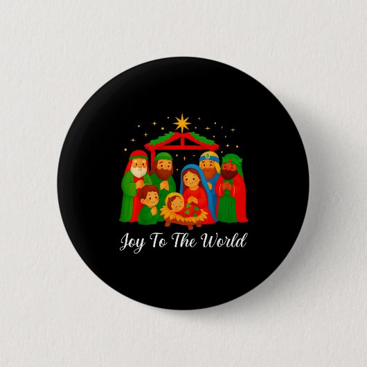 Badge Rond 5 Cm Joy To The World Ugly Christmas Sweater Xmas Squad (Devant)