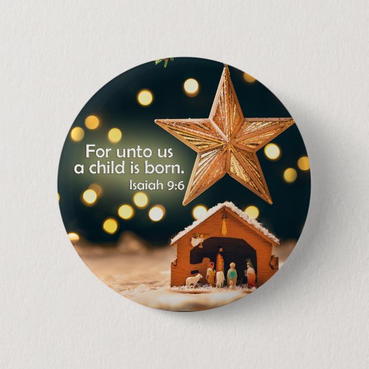 Badge Rond 5 Cm Joyeuse crèche de Noël sous étoile (Devant)