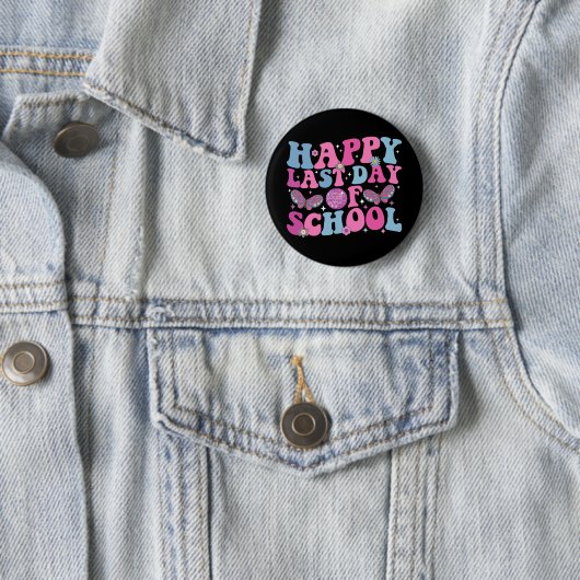 Badge Rond 5 Cm Joyeuse Dernière Journée De L'École Disco Ball Sup (En situation)