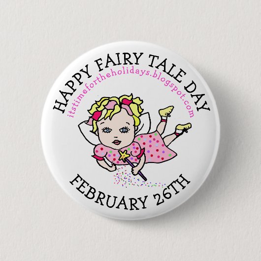 Badge Rond 5 Cm Joyeuse Fairy Tale Day } 26 février (Devant)