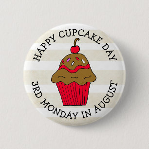 Badge Rond 5 Cm Joyeuse fête de la Cupcake Août Fête de la Nourrit