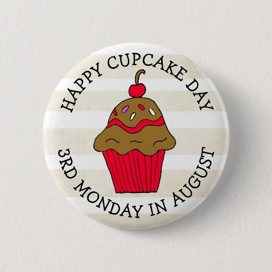 Badge Rond 5 Cm Joyeuse fête de la Cupcake Août Fête de la Nourrit (Devant)