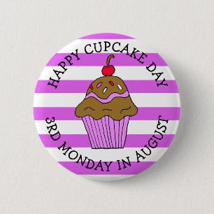 Badge Rond 5 Cm Joyeuse fête de la Cupcake Août Fête de la Nourrit