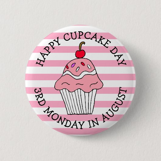 Badge Rond 5 Cm Joyeuse fête de la Cupcake Août Fête de la Nourrit (Devant)