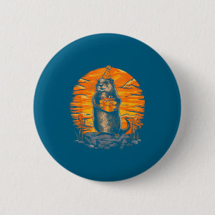 Badge Rond 5 Cm Joyeuse fête de la marmotte avec une fête d'annive