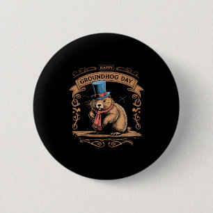 Badge Rond 5 Cm Joyeuse fête de la marmotte Costume de marmotte an